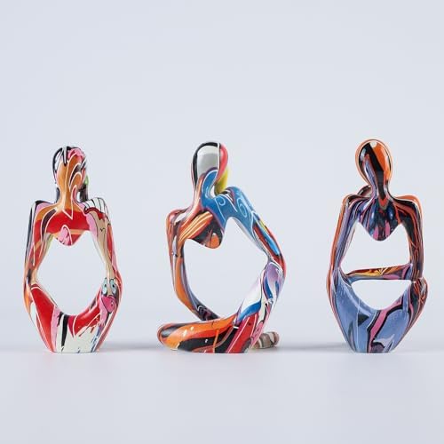 BrownLove 3pcs Hip hop Human Body Abstract Art Decoration, Modern White Art Resin Statue Room Office Shelf Bookcase Decoration - Image 7