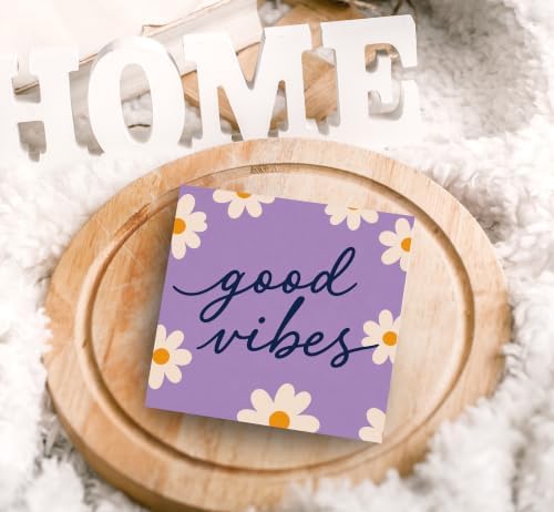 SRADMO Retro Purple Floral Inspirational Wood Box Sign Desk Decor - Image 5
