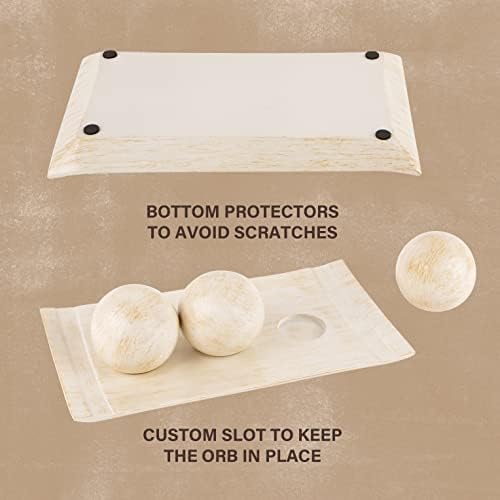 Creative Scents Rustic Luxe Decorative Tray and Orb Set - Centerpiece Table Decorations for Coffee Table Decor - Modern Farmhouse Decor - Decorative Accents Bowl with Balls for Dining Table Decor - Image 5