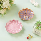 Lotus Ring Holder Dish Small Indoor Ash Tray, Ceramic Dessert Plate Trinket Jewelry Holder Organizing Necklace Earrings for Parents Friends Sister, Deep Purple. All Jewelries Are NOT Included. - Image 3