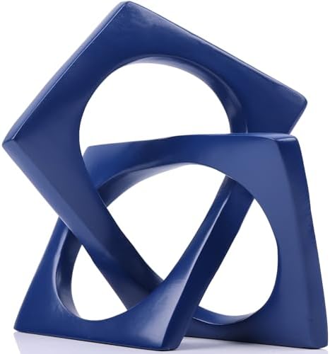 Modern Geometric Sculpture Navy Blue Knot Statue Decor, Home Blue Bookcase Centerpiece jax Decorative, Geometric Tabletop Sculpture and Figurines, For Navy Home Decor Accent, Cube Decorative Ornaments by LCCCK