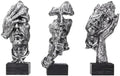 aboxoo Large 3 Pcs Thinker Statue, Silence is Gold Resin Sculptures Decor by aboxoo