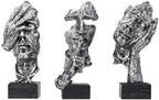 aboxoo Large 3 Pcs Thinker Statue, Silence is Gold Resin Sculptures Decor by aboxoo