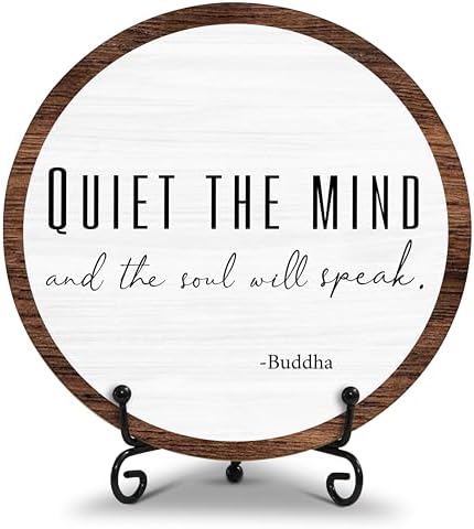 Spiritual Home Decor, Quiet The Mind And The Soul Will Speak Wood Decor Sign, Yoga Room Meditation Room Decor For Table Shelf, Inspirational Gifts For Woman Man Family Friend -a16 by RYSMH