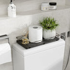 Lixple Toilet Paper Basket, 13" Bathroom Toilet Tank Tray Black - Image 3