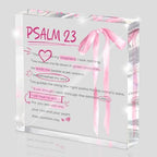 Pink Bow Room Decor, Valentines Day Decor, Inspirational Bible Verse Quotes, Christian Psalm 23 Gifts for Women, Coquette Aesthetic Bow Dorm Decoration, Acrylic Office Desk Accessories Decoration by MUZRUYOU