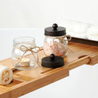 SheeChung 3 Pack Glass Mason Jar Qtip Holder, Bronze Stainless Steel Lids - Image 4
