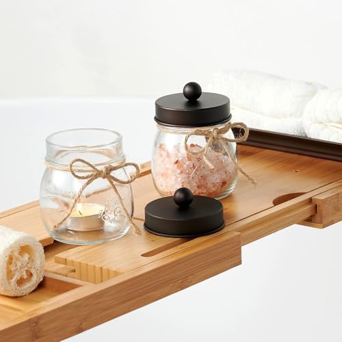 SheeChung 3 Pack Glass Mason Jar Qtip Holder, Bronze Stainless Steel Lids - Image 4