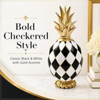 8.3" Black and White Checkered Pineapple Decor for Home Shelf Desk - Image 4