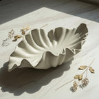 16" Large Decorative Bowl decor, Modern Home Decoration Scallop Bowl,Fashion Key Bowl for Entrance Table, Decorative Fruit Bowl for Kitchen Counter, Ruffle Decor, Light Gray - Image 7