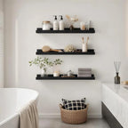 24inch Long Floating Shelves for Wall Decor, 3-Set Shelves with Lip, Black - Image 2