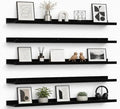36inch Long Floating Shelves for Wall Decor, 5-Set Shelves with Lip, Black by RicherHouse
