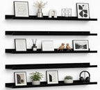 36inch Long Floating Shelves for Wall Decor, 5-Set Shelves with Lip, Black by RicherHouse