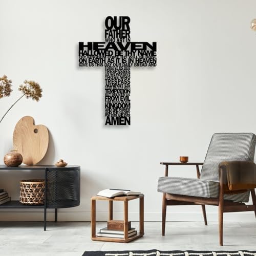 LIYOUYA Metal Cross Wall Decor - Rustic Farmhouse Decor Black Prayer Text Cross Wall Art Home Decor for Living Room, Bathroom, Bedroom, Dining Room, Office, Church (Black) - Image 4
