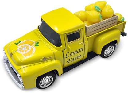 Lemon Decor Vintage Truck Decor Mini Lemons & Wooden Crate, Yellow by Teeloray
