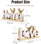 Love Sign Decor,Gold Room Decor Aesthetic, Knick Knack Shelf,Bird Decor, Boho Bookshelf,Abstract Statue,for Living Room,Bedroom, Contemporary Tv Stand Set of 2 (2, Gold White) - Image 3