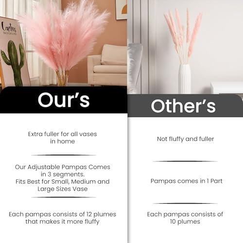 7 Pcs 45" Faux Pampas Grass – Fluffy Artificial Pompous Grass for Tall Floor Vase, Non-Shedding Home Decor, Boho Wedding Flowers, Baby Shower Centerpieces, Bedroom & Living Room Decor (Pink) - Image 5