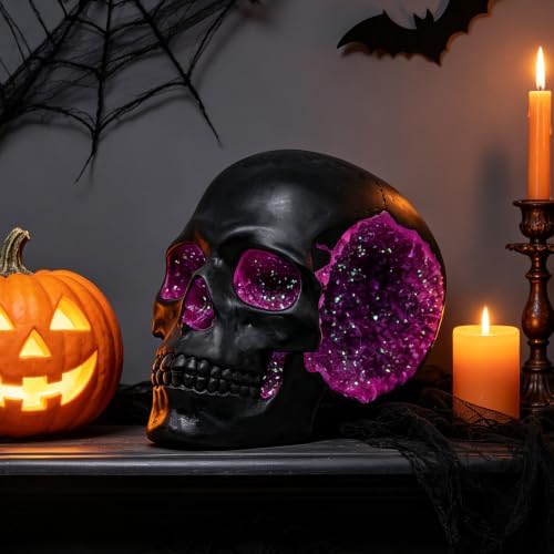 Black and Purple Resin Skull Figurine Statue. Good Gifts for Skull Lovers - Image 6