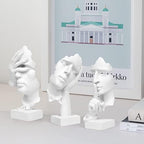 prosfalt 3 Pcs Thinker Statue, Silence is Gold Abstract Art Figurine, No Hear No See No Speak Modern Home Resin Sculptures Decorative Objects Decor for Home Office Bookshelf Desktop(White), A-41 - Image 4