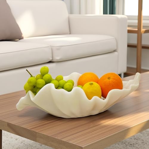 Large Decorative Bowl for Home - 16” Coastal Ruffle Shell Bowl - Image 4