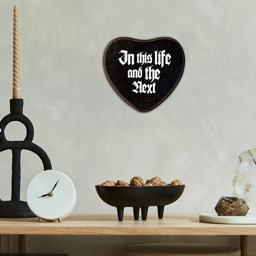 Gothic Wall Decor - In This Life And The Next Black Heart Wooden Hanging Sign -Halloween Wall Art Decor For Home Living Room Bathroom, Birthday Housewarming Graduation Gift For Women Men-A01 - Image 4