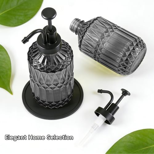 Amolliar 12 Oz Glass Soap Dispenser with Plastic Pump,Dark Grey,1 Pack - Image 7