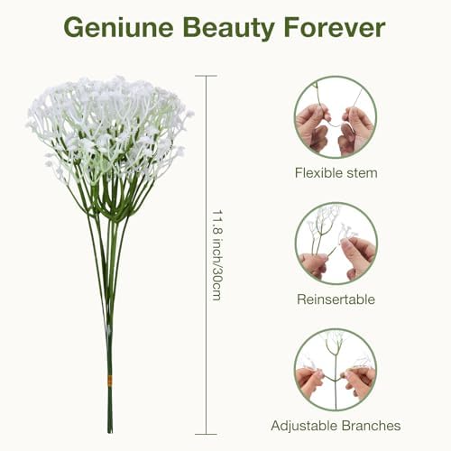 200 Pcs Babys Breath Artificial Flowers White Baby's Breath Plastic Flowers Artificial Bulk,Faux Flowers,Gypsophila Small Fake Flowers Baby Breath for Wedding Decor, Party, Home & Garden Decoration - Image 2