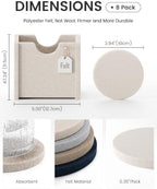 Fluxynara Felt Coasters with Holder, Set of 8 for Drinks, Nordic Slate - Image 2