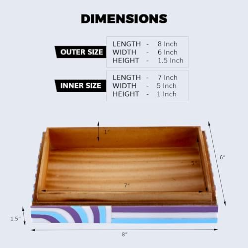 Handicrafts Home Large Decorative Storage Box with Lid– 8x6x1.5” Coffee Table Organizer, Keepsake-Decorative Boxes for Home Decor, Stylish Decorative Box for Office Décor-Carnaby Hip - Image 4