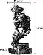 Silence is a Golden Statue Modern Mens Creative Office Home Room Decorations Sculpture Friends Bookshelf Decorative 4.7 x 4.3 x 13.18in(Silver) Modern Home Décor - Image 2