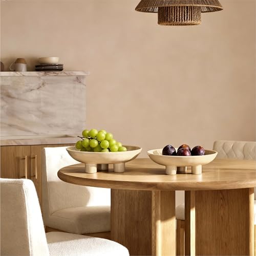 Three-Leg Ceramic Fruit Bowl, 10 Inch Oval Serving Dish for Kitchen Counter, Candy or Key Holder, Home Decor Accent Beige - Image 5