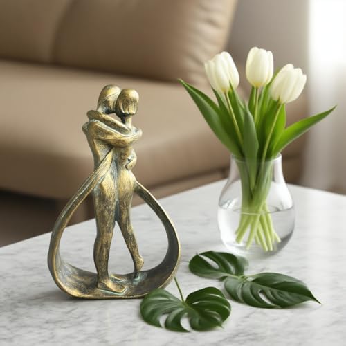Resin Couple Modern Sculptures Home Decor Romantic Gift for Weddings Valentine's Day and Anniversaries Decoration Figurine for Girlfriend, Bridal Shower, Engagement (Bronze) - Image 5