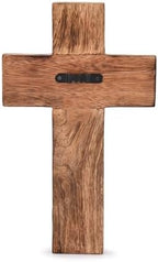 NIRMAN Mango Wood Religious Catholic Cross Wall Hanging Floral Carvings Living Room Home Décor for Entryway Office Living Room (10" x 6" x 0.75") - Image 4