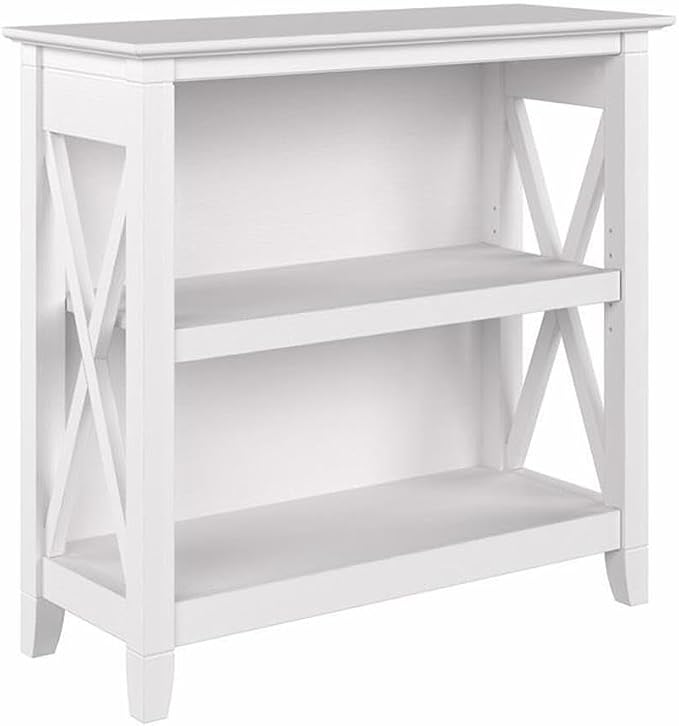 Bush Home Key West Small 2 Shelf Bookcase in Pure White Oak, Compact Home by BushHome