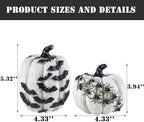 FESTGLOX Black and White Pumpkins with Bats for Halloween Indoor Decor - Image 5