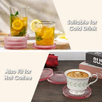 Modern Clear Coaster Set of 5- Glass Coasters for Drinks, Clear Pink - Image 5