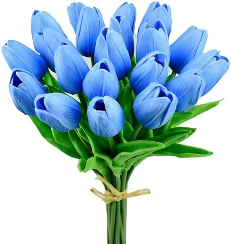 Mandy's 20pcs Artificial Light Blue Tulips by Mandys