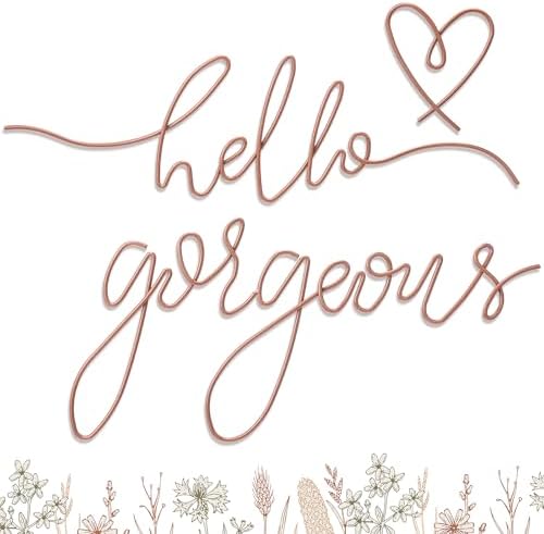 Hicarer Metal Hello Gorgeous Wall Art Minimalist Wall Decor, Rose Gold by Hicarer