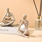Jinkoozz Gold Reading Women Statue, Thinker Sculptures, Abstract Art Ornament, Modern Aesthetic Figurine Decoration, Suitable for Home Living Room Bedroom Office Shelf Table Desk Bookshelf Decor - Image 2