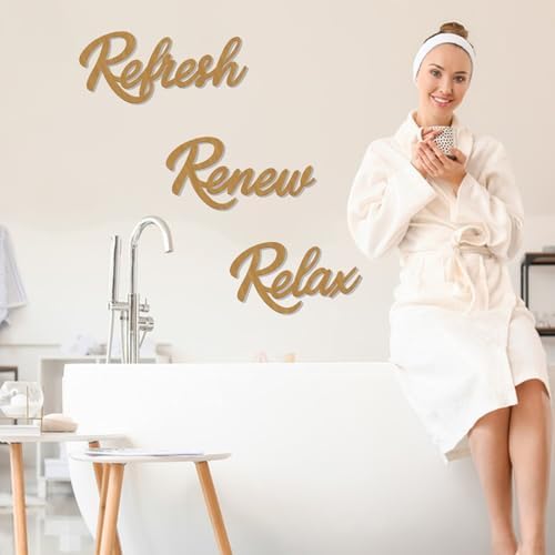 3 Pcs Bathroom Wall Decor Bathroom Wall Art Relax Renew Refresh - Image 2