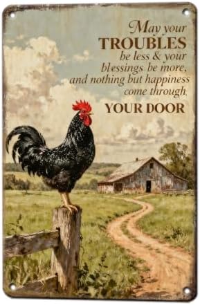 Rooster Kitchen Decor Metal Chicken Signs Farmhouse Rooster Crowing Sign Farm Fence Chicken Coop Decor for Home Garden Fence Patio Farmhouse 12x8 Inch by KIYOYOHomeIsOurHappyPlace