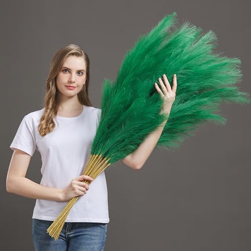 7 Pcs 45" Faux Pampas Grass – Fluffy Artificial Pompous Grass for Tall Floor Vase, Non-Shedding Home Decor, Boho Wedding Flowers, Baby Shower Centerpieces, Bedroom & Living Room Decor (Green) by AuroraPrime