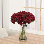 6Pcs 18" Burgundy Red Silk Hydrangea Artificial Flowers - Image 4