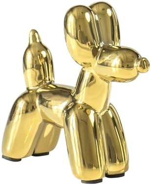 Notakia Gold Balloon Dog Figurine Ceramic Statue Modern Home Decor Accent by Notakia
