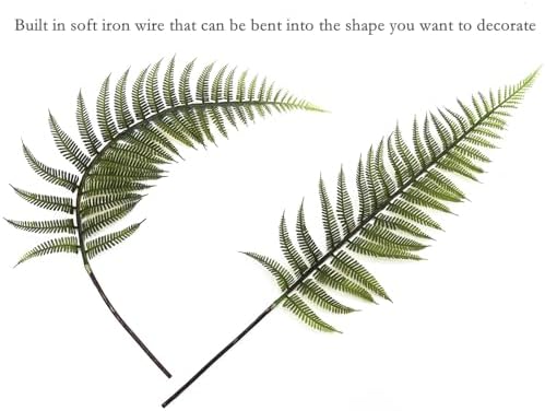 Artificial Fern Leaves Stems, Fake Ferns Leaf Plants Plastic Foliage Shrubs Bushes Plant Faux Greenery Stem for Home Garden Outdoor Indoor Wedding Bouquets DIY Décor Flowers Wreath Decoration 10 Pack - Image 5
