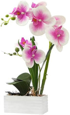 Artificial Real Touch Orchid Flowers with White Ceramic Vase, Light Purple by FuleHouzz