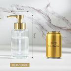 Enra Foaming Soap Dispenser, Clear Thick Glass Bottle Gold Pump Bathroom - Image 3