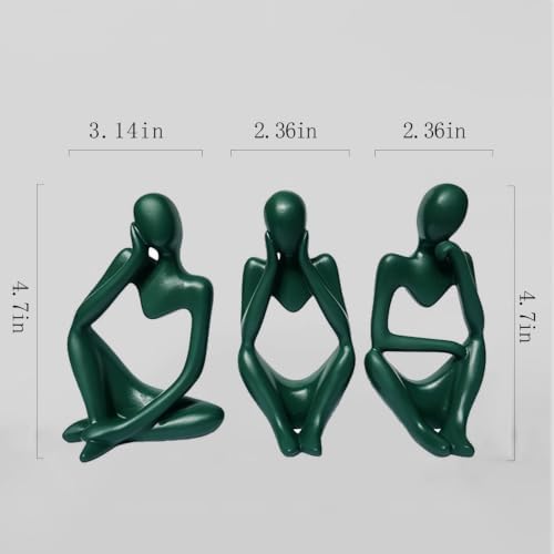 BrownLove 3pcs Green Human Body Abstract Art Decoration, Modern White Art Resin Statue Room Office Shelf Bookcase Decoration (Green, One Size) - Image 4