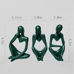 BrownLove 3pcs Green Human Body Abstract Art Decoration, Modern White Art Resin Statue Room Office Shelf Bookcase Decoration (Green, One Size) - Image 4