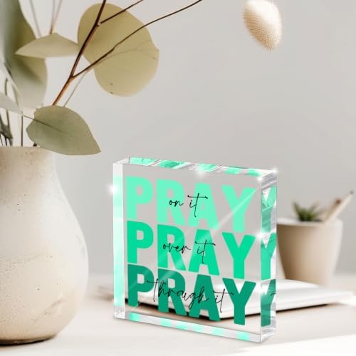 Pray on It Acrylic Sign 4x4in, Christian Room Decor for Women, Office Gift - Image 6